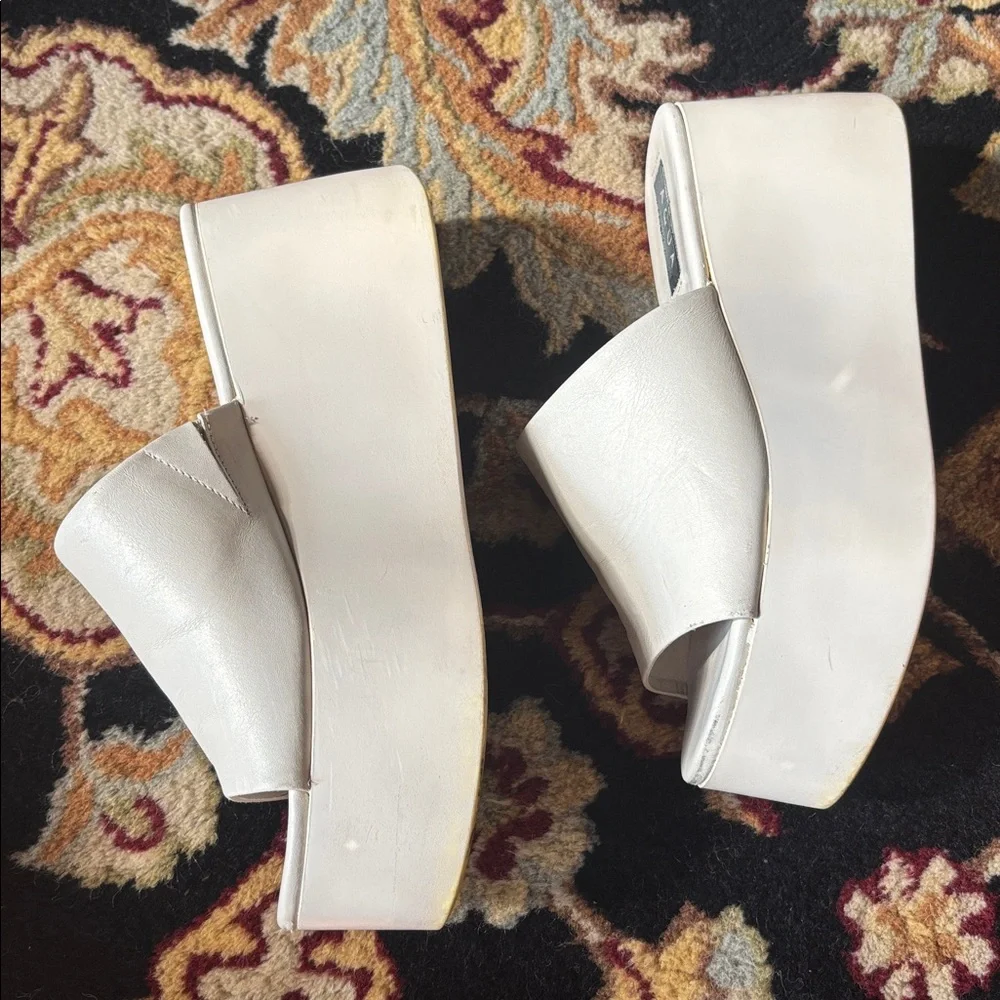 Aqua Gigi off white cream platform slides 9 90s y2k